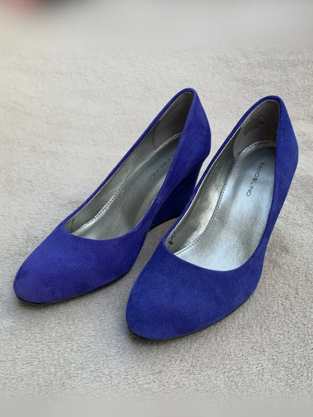 Bandolino Transpose Blue Suede Demi Wedges Sz 7.5